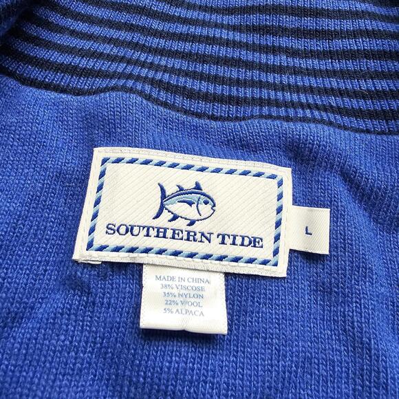 Southern Tide Sweater Vest Men's L Blue Viscose Wood Blend 1/4 Zip Pullover - Picture 3 of 6